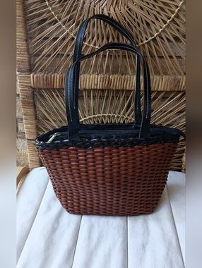 Vintage Ellepi Woven Leather Brown Tote Shoulder Bag
